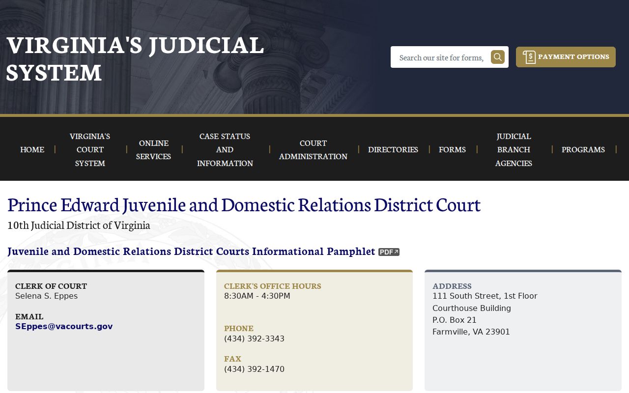 Prince Edward Juvenile and Domestic Relations Court information