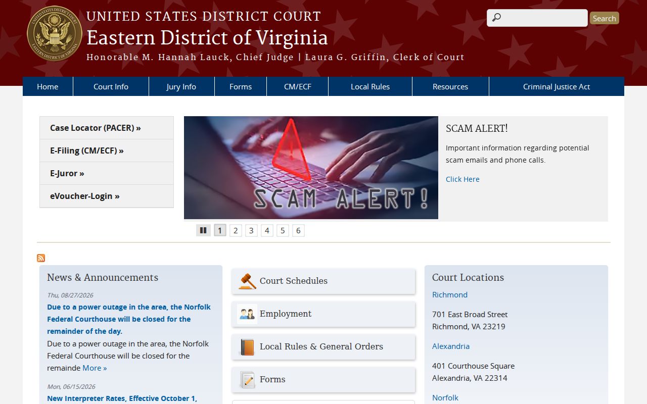 Prince Edward County arrest warrant records: Eastern District of Virginia official court site