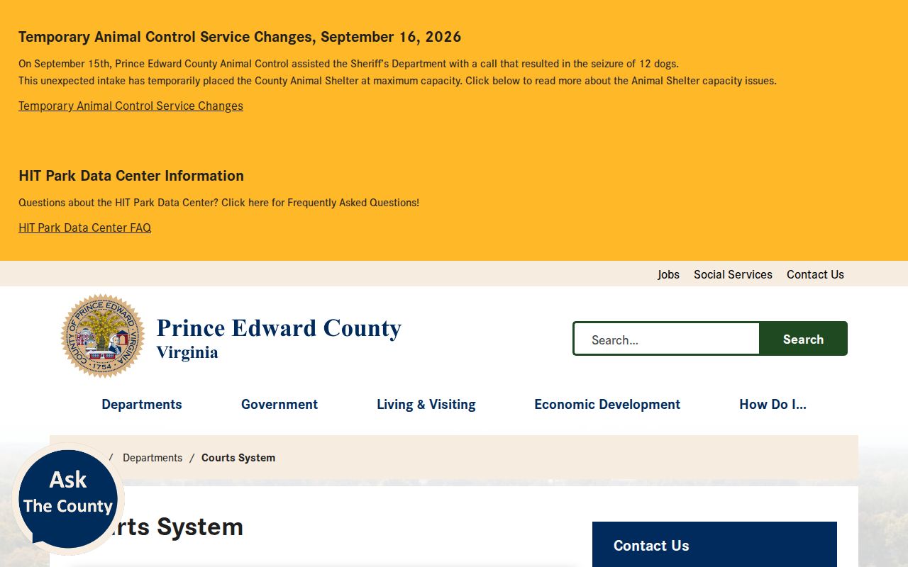 Prince Edward County warrant records: county courts system directory